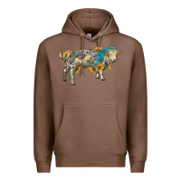 Chestnut charolais bull with sunflowers and gemstone western patterns Premium Hoodie - RanaPortraitStore