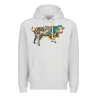Dove Grey charolais bull with sunflowers and gemstone western patterns Premium Hoodie - RanaPortraitStore