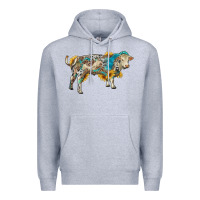 Heather Grey charolais bull with sunflowers and gemstone western patterns Premium Hoodie - RanaPortraitStore