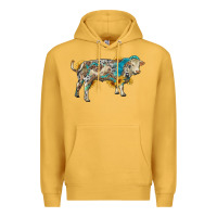 Mustard charolais bull with sunflowers and gemstone western patterns Premium Hoodie - RanaPortraitStore