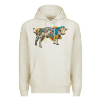Oatmeal Heather charolais bull with sunflowers and gemstone western patterns Premium Hoodie - RanaPortraitStore