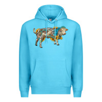 Ocean Blue charolais bull with sunflowers and gemstone western patterns Premium Hoodie - RanaPortraitStore