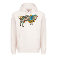 Pale Pink charolais bull with sunflowers and gemstone western patterns Premium Hoodie - RanaPortraitStore