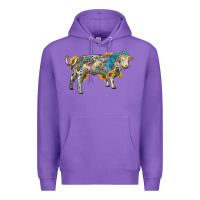 Purple charolais bull with sunflowers and gemstone western patterns Premium Hoodie - RanaPortraitStore