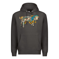 Smoke charolais bull with sunflowers and gemstone western patterns Premium Hoodie - RanaPortraitStore