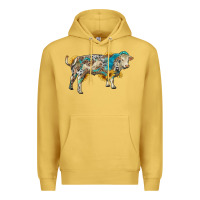 Antique Gold charolais bull with sunflowers and gemstone western patterns Premium Hoodie - RanaPortraitStore