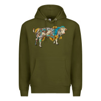 Army Green charolais bull with sunflowers and gemstone western patterns Premium Hoodie - RanaPortraitStore