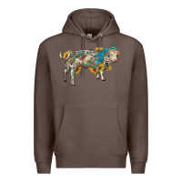 Coffee charolais bull with sunflowers and gemstone western patterns Premium Hoodie - RanaPortraitStore