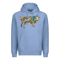 Colony Blue charolais bull with sunflowers and gemstone western patterns Premium Hoodie - RanaPortraitStore