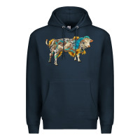 Navy charolais bull with sunflowers and gemstone western patterns Premium Hoodie - RanaPortraitStore