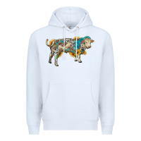 White charolais bull with sunflowers and gemstone western patterns Premium Hoodie - RanaPortraitStore