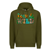 Army Green keep it wild Premium Hoodie - Zillion Design Studio