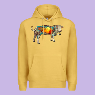 Charolais Bull With Desert And Leopard Premium Hoodie Designed By Ranaportraitstore