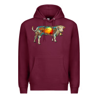 Burgundy charolais bull with desert and leopard Premium Hoodie - RanaPortraitStore