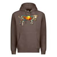 Coffee charolais bull with desert and leopard Premium Hoodie - RanaPortraitStore