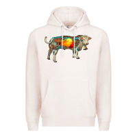 Pale Pink charolais bull with desert and leopard Premium Hoodie - RanaPortraitStore