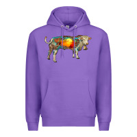 Purple charolais bull with desert and leopard Premium Hoodie - RanaPortraitStore