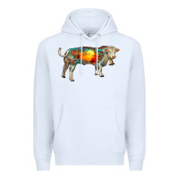White charolais bull with desert and leopard Premium Hoodie - RanaPortraitStore