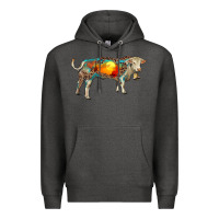 Charcoal Heather charolais bull with desert and leopard Premium Hoodie - RanaPortraitStore