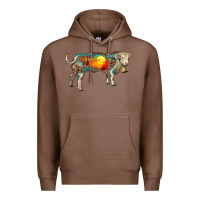 Chestnut charolais bull with desert and leopard Premium Hoodie - RanaPortraitStore