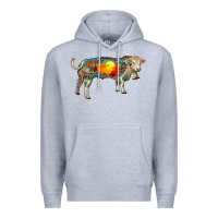 Heather Grey charolais bull with desert and leopard Premium Hoodie - RanaPortraitStore