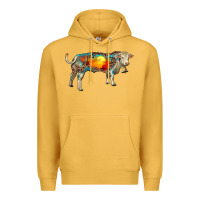 Mustard charolais bull with desert and leopard Premium Hoodie - RanaPortraitStore