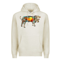 Oatmeal Heather charolais bull with desert and leopard Premium Hoodie - RanaPortraitStore