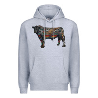 Heather Grey black angus bull with western patterns Premium Hoodie - RanaPortraitStore