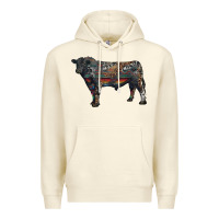 Sandshell black angus bull with western patterns Premium Hoodie - RanaPortraitStore