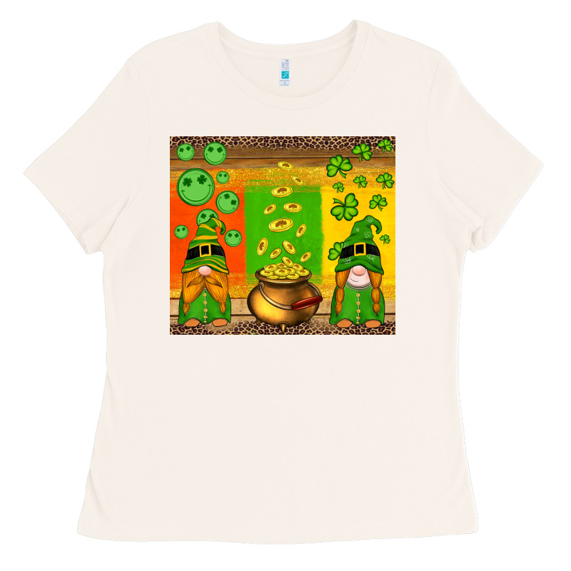 St Patricks Gnomes And Coins With Shamrock Ladies Tee by Artiststas | Teevron