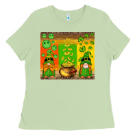 Matcha st patricks gnomes and coins with shamrock Ladies Tee - Artiststas