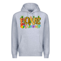 Heather Grey love summer with pineapple Premium Hoodie - texasbilliewilder