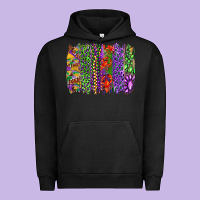 Mardi Gras Brush Strokes King Cake And Craw Fish Urban Hoodie Designed By Ranaportraitstore