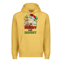 Antique Gold merry and bright charolais cattle cow with christm Premium Hoodie - RanaPortraitStore