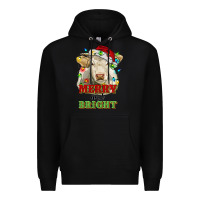Black merry and bright charolais cattle cow with christm Premium Hoodie - RanaPortraitStore