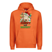 Carrot merry and bright charolais cattle cow with christm Premium Hoodie - RanaPortraitStore
