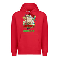 Red merry and bright charolais cattle cow with christm Premium Hoodie - RanaPortraitStore