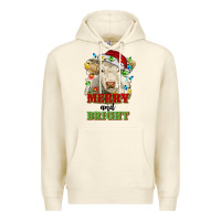 Sandshell merry and bright charolais cattle cow with christm Premium Hoodie - RanaPortraitStore