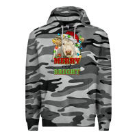 Slate Camo merry and bright charolais cattle cow with christm Premium Hoodie - RanaPortraitStore