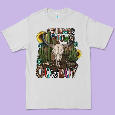 Summer Down Cowboy Premium Tee Designed By Cowhidedigitalart