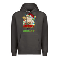 Smoke merry and bright charolais cattle cow with christm Premium Hoodie - RanaPortraitStore
