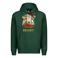 Sports Green merry and bright charolais cattle cow with christm Premium Hoodie - RanaPortraitStore