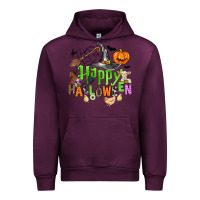 Mauve Wine happy halloween farm animals Urban Hoodie - Zillion Design Studio