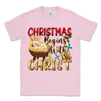 Bubblegum Pink christmas begins with christ Classic Tee - FaDigitalArtStudio