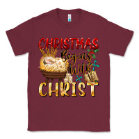 Burgundy christmas begins with christ Classic Tee - FaDigitalArtStudio