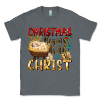 Charcoal Heather christmas begins with christ Classic Tee - FaDigitalArtStudio