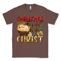 Chestnut christmas begins with christ Classic Tee - FaDigitalArtStudio