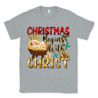 Heather Grey christmas begins with christ Classic Tee - FaDigitalArtStudio