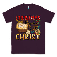 Plum christmas begins with christ Classic Tee - FaDigitalArtStudio
