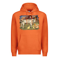 Carrot charolaris bull and chicken in barnyard Premium Hoodie - RanaPortraitStore